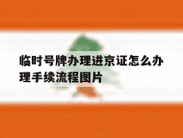 关于临时号牌办理进京证怎么办理手续流程图片的信息