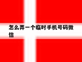 怎么弄一个临时手机号码微信