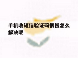 手机收短信验证码很慢怎么解决呢