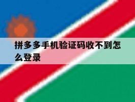 拼多多手机验证码收不到怎么登录