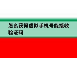 怎么获得虚拟手机号能接收验证码