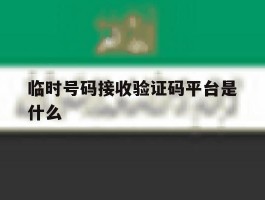 临时号码接收验证码平台是什么