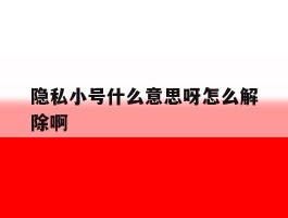 隐私小号什么意思呀怎么解除啊