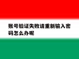 账号验证失败请重新输入密码怎么办呢