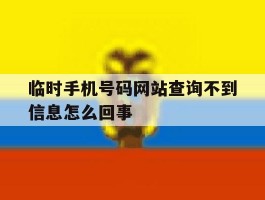 临时手机号码网站查询不到信息怎么回事