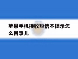 苹果手机接收短信不提示怎么回事儿