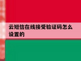 云短信在线接受验证码怎么设置的