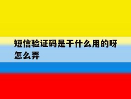 短信验证码是干什么用的呀怎么弄