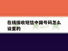 在线接收短信中国号码怎么设置的