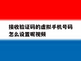 接收验证码的虚拟手机号码怎么设置呢视频