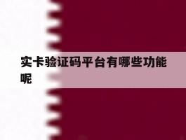 实卡验证码平台有哪些功能呢