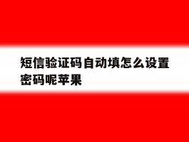 短信验证码自动填怎么设置密码呢苹果