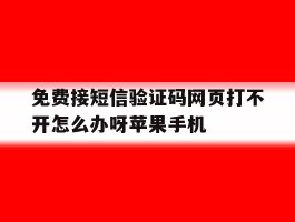 免费接短信验证码网页打不开怎么办呀苹果手机的简单介绍
