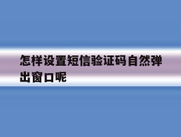 怎样设置短信验证码自然弹出窗口呢