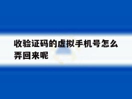 收验证码的虚拟手机号怎么弄回来呢