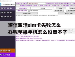 短信激活sim卡失败怎么办呢苹果手机怎么设置不了的简单介绍