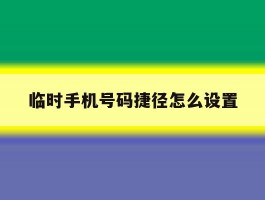 临时手机号码捷径怎么设置
