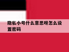 隐私小号什么意思呀怎么设置密码的简单介绍