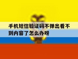 手机短信验证码不弹出看不到内容了怎么办呀的简单介绍