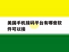 美国手机接码平台有哪些软件可以接