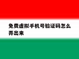 免费虚拟手机号验证码怎么弄出来