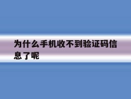 为什么手机收不到验证码信息了呢