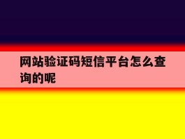 网站验证码短信平台怎么查询的呢