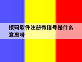 接码软件注册微信号是什么意思呀