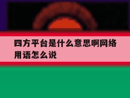四方平台是什么意思啊网络用语怎么说