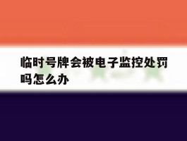 临时号牌会被电子监控处罚吗怎么办