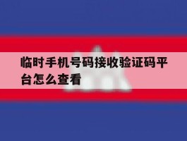 临时手机号码接收验证码平台怎么查看