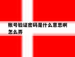 账号验证密码是什么意思啊怎么弄