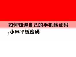 如何知道自己的手机验证码,小米平板密码