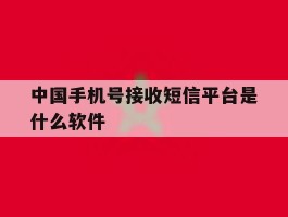 中国手机号接收短信平台是什么软件