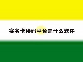 实名卡接码平台是什么软件