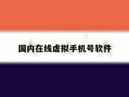 国内在线虚拟手机号软件