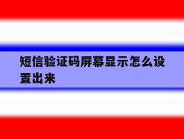 短信验证码屏幕显示怎么设置出来