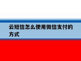 云短信怎么使用微信支付的方式
