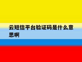 云短信平台验证码是什么意思啊