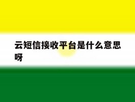 云短信接收平台是什么意思呀