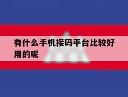 有什么手机接码平台比较好用的呢