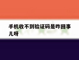 手机收不到验证码是咋回事儿呀
