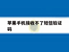 苹果手机接收不了短信验证码