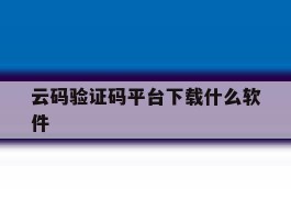 云码验证码平台下载什么软件