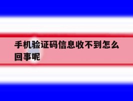手机验证码信息收不到怎么回事呢