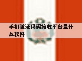 手机验证码码接收平台是什么软件