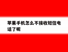 苹果手机怎么不接收短信电话了呢