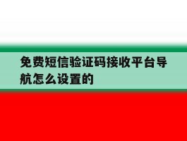 免费短信验证码接收平台导航怎么设置的