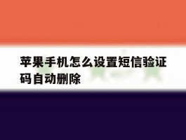 苹果手机怎么设置短信验证码自动删除