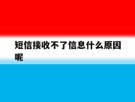 短信接收不了信息什么原因呢